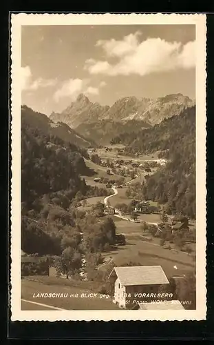 AK Landschau, Landschaft aus der Vogelschau