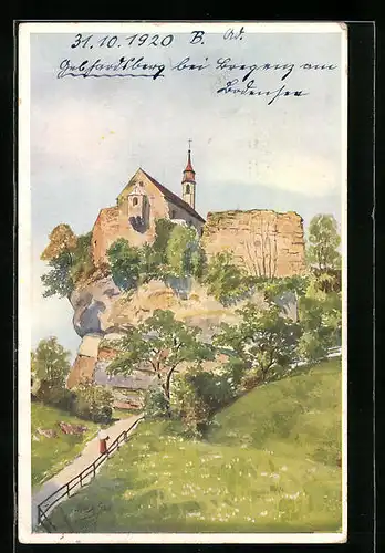 Künstler-AK Bregenz am Bodensee, Blick auf den Gebhardsberg