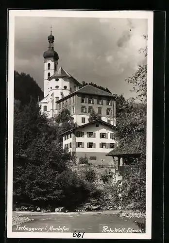 AK Tschagguns i. Montafon, Teilansicht mit Kirche