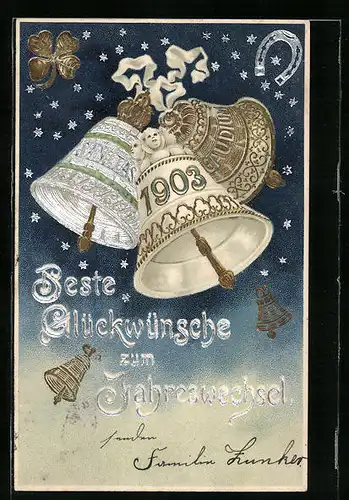 Künstler-AK Glückwunsch zum Jahreswechsel, Neujahr 1903