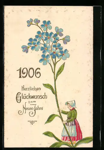 Präge-AK Glückwunsch zum Neujahr 1906