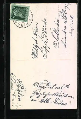 AK Mädchen mit Blumen zum Namenstag