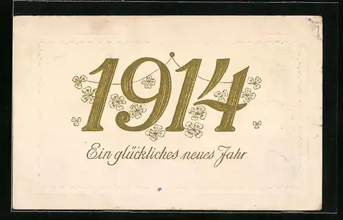 Präge-AK Ein glückliches neues Jahr 1914