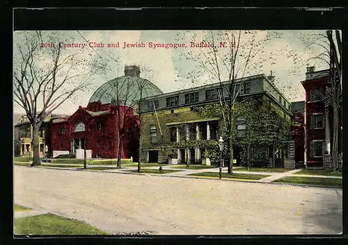 AK Buffalo, NY, 20th Century Club and Jewish Synagogue