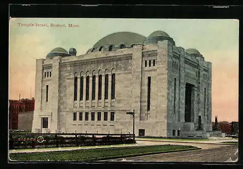 AK Boston, MA, Synagoge in der Strassenansicht