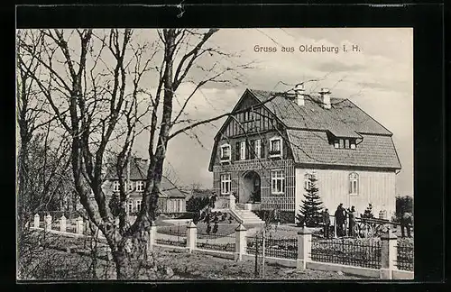 AK Oldenburg i. H., Villa und Nachbarhaus mit Garten