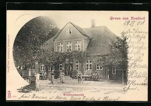 AK Rosdorf, Gasthaus Weidmannsruh mit Gästen