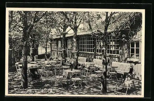 AK Schlachters bei Lindau i. B., Gasthof zur Post, Garten der Wirtschaft
