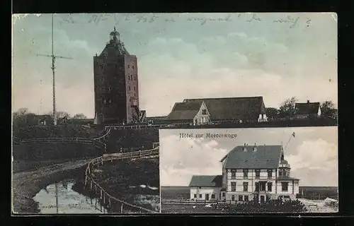 AK Hamburg-Insel Neuwerk, Turm und Hôtel zur Meereswoge