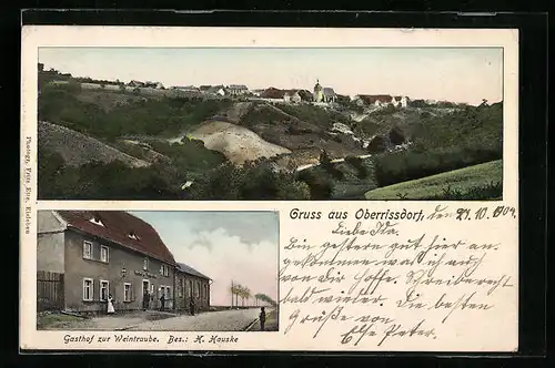 AK Oberrissdorf, Ortsansicht und Gasthof zur Weintraube, Bes.: H. Hauske