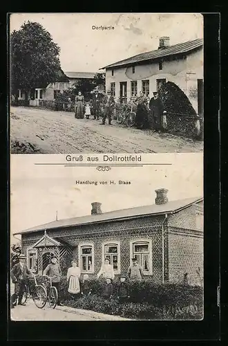 AK Dollrottfeld / Süderbrarup, Dorfpartie und Handlung von H. Blaas