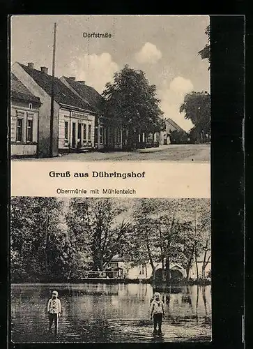 AK Dühringshof, Dorfstrasse, Obermühle mit Mühlenteich