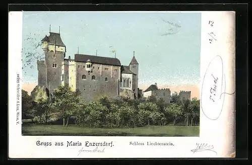 AK Maria Enzersdorf, vor dem Schloss Liechtenstein