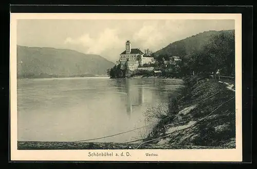 AK Schönbühel a. d. Donau, Wachau, Uferanlagen mit der Siedlung