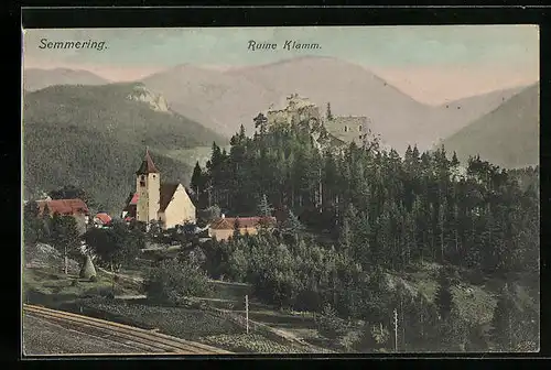 AK Semmering, Blick auf die Ruine Klamm