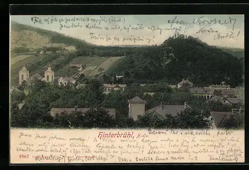 AK Hinterbrühl, Blick über die Dächer der Ortschaft