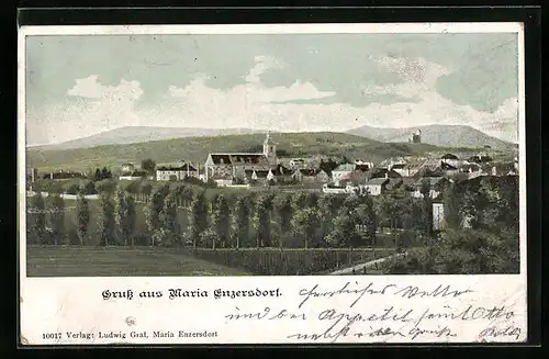 AK Maria Enzersdorf, Generalansicht der Ortschaft, Blick zur Kirche