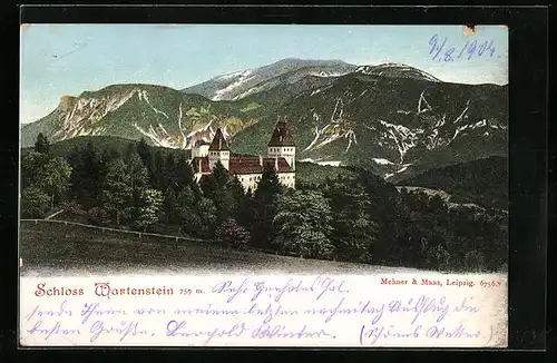 AK Wartenstein, Blick auf das Schloss in den Bergen
