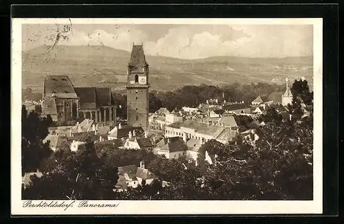 AK Perchtoldsdorf, Panorama der Stadt mit dem Turm im Zentrum