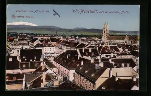 AK Wr. Neustadt, Panoramaansicht mit der Pfarrkirche