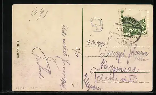 AK Amstetten, Blick über die Dächer der Stadt