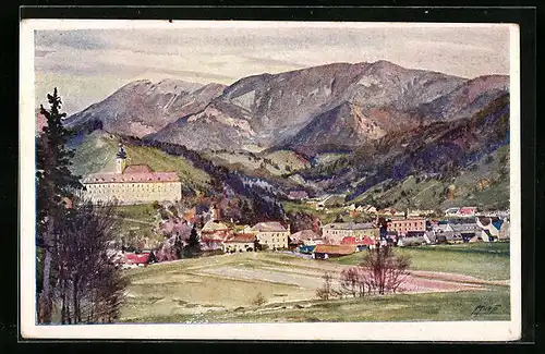 Künstler-AK Gloggnitz, Generalansicht