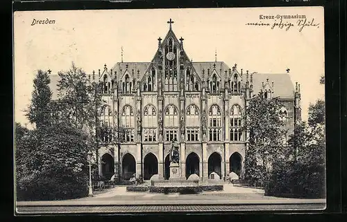 AK Dresden, vor dem Kreuz-Gymnasium