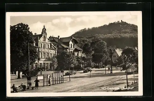 AK Görlitz, die HO-Gaststätte Burghof am Fusse der Landeskrone