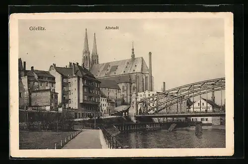 AK Görlitz, an der Brücke in der Altstadt