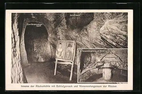 AK Wiesbaden, die Leichtweisshöhle im Nerotal, Schlafraum und Versammlungsraum