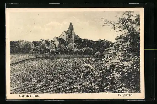 AK Osthofen im Rhh., auf den Feldern vor der Bergkirche
