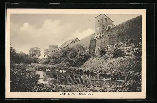 AK Zons a. Rh., Partie am Stadtgraben