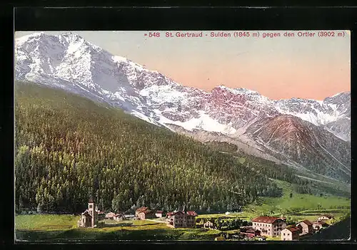 AK St. Gertraud - Sulden, Ansicht gegen den Ortler