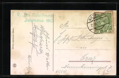 AK Gries-Bozen, Stadtansicht zur Blütezeit mit dem Rosengarten