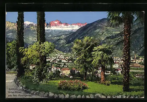 AK Gries-Bozen, Generalansicht mit dem Rosengarten