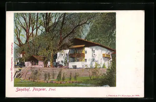 AK Passeier, vor dem Gasthof Sandhof