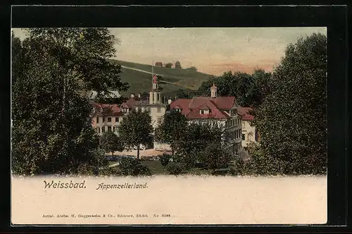 AK Weissbad, Gebäudepartie an der Kirche