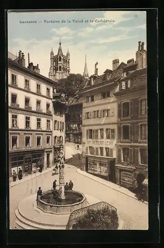 AK Lausanne, Fontaine de la Palud et la Cathédrale
