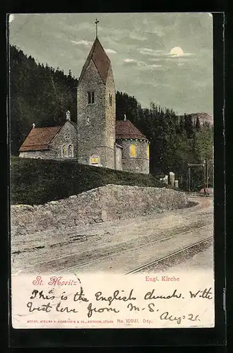 AK St. Moritz, Blick zur Engl. Kirche