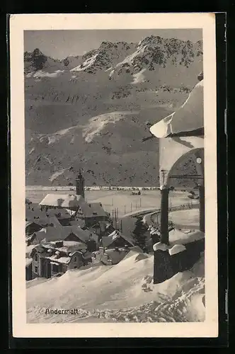 AK Andermatt, Ortspartie im Schnee
