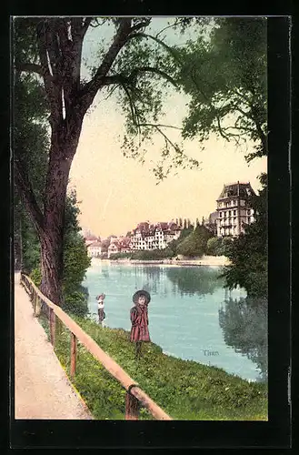 AK Thun, Uferpartie mit Kindern