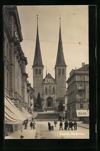 AK Luzern, Hofkirche mit Geschäften