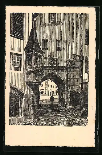 Künstler-AK Zug, Unter dem Zytturm