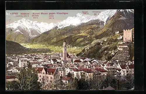 AK Meran, Gesamtansicht mit Blick auf Vinschgau