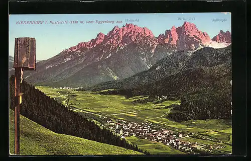 AK Niederdorf im Pustertal, Panoramablick vom Eggerberg aus