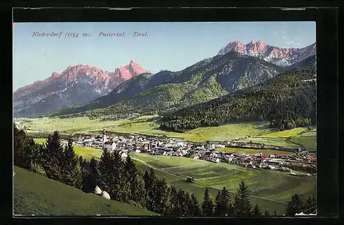 AK Niederdorf, Totale von der Bergwiese aus gesehen