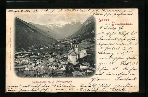 AK Gossensass, Teilansicht mit dem Pflerschtale