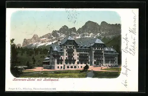 AK Karersee, Karersee-Hotel mit Rotwand