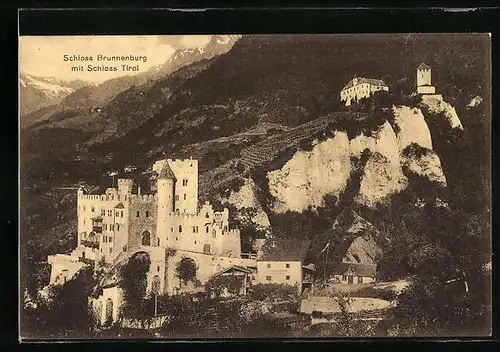 AK Dorf Tirol, Schloss Brunnenburg mit Schloss Tirol