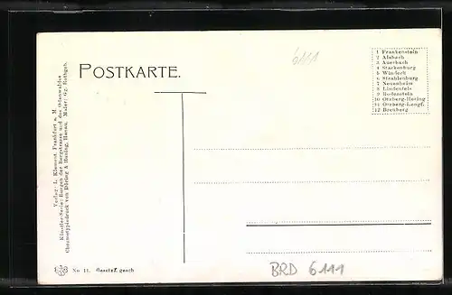 Künstler-AK Lengfeld i. O., Schloss auf dem Otzberg